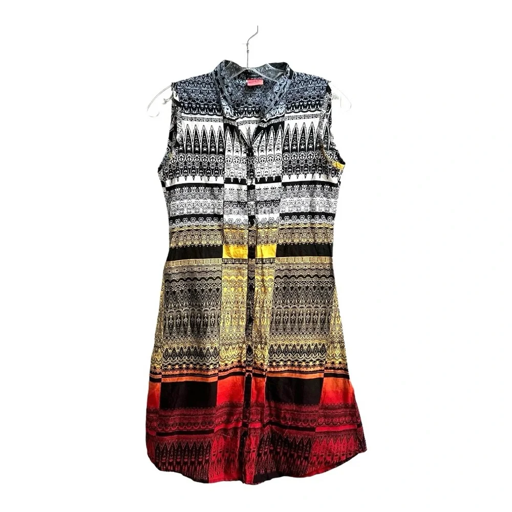 Dorry Color-block Sleeveless Boho Button Front Dress Size Small Colorful Bold - Picture 3 of 11